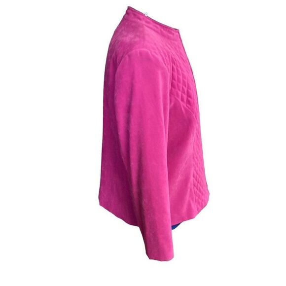 JM Collection by Jeniffer Moore Women’s Quilted Suede like Jacket Pink S… - Picture 3 of 12